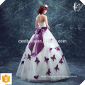 Chic Crystal Beaded Long Evening Ball Gown with Purple Butterfly Off Shoulder Evening Gowns